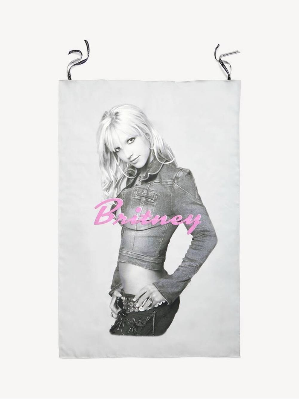 Balenciaga Grey Sateen Printed Britney Spears Series Flag Scarf